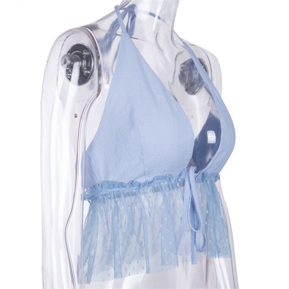 Baby Blue Ruffle Tie Top - Picture 7 of 8